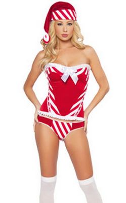 3 Piece Exotic Naughty Santa Girl Costume